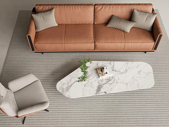 Simple Double Sofa Combination 3d model
