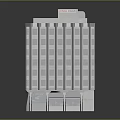 White High Rise Building With Gray Roof Multiple Windows And Ground Floor Doors