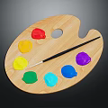 Wooden Art Palette With Colorful Paint Pigments And Paintbrush For Daily Use