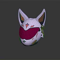 Futuristic Cat Ear Shaped Combat Helmet With Purple Visor And Red Accents