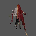 Woman With Red Hood Long Blonde Hair In Red And Black Outfit Holding Two Swords