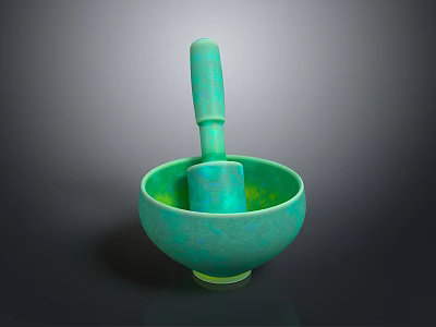 Turquoise Ceramic Mortar and Pestle With Textured Surface for Kitchen Use 3d model