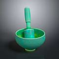 Turquoise Ceramic Mortar and Pestle With Textured Surface for Kitchen Use 3d model