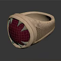 Fashion Ring With Red Gemstone And Golden Band Engraved Patterns Mesh Design