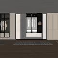 Modern Wardrobe Interior Design With Glass Doors Wooden Cabinets Hanging And Folded Areas
