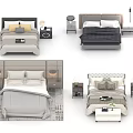 Stylish Double Bed Designs With Bedside Tables Lamps And Bedding Sets 3d model
