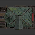 Mobile Cottage Building With Green Roof Tower Red Flag Windows And Wooden Wheels