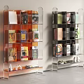 Modern Bookshelf With Metal Frame Glass Shelves Colorful Books And Decorative Items