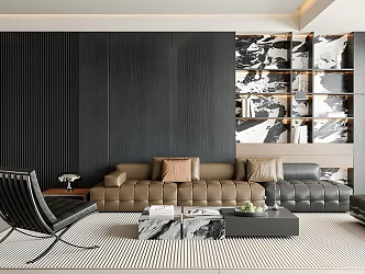 Italian Light Luxury Home Living Room 3d model