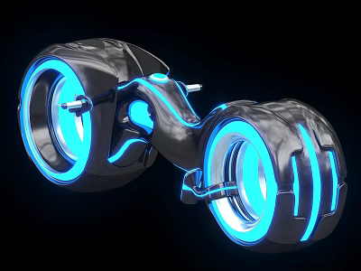 Futuristic Motorcycle With Blue Illuminated Wheels And Sleek Black Design 3d model