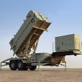 Military Missile Launcher Trailer With Elevated Launch System In Desert Environment 3d model