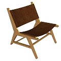 Minimalist Leisure Chair With Wooden Frame And Brown Leather Seating Design