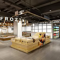 Spacious Supermarket Department Store Interior With Shelves Products And Bright Lighting