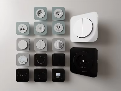 Modern Switch Panels With Various Designs Different Colors And Sleek Styles For Home Use 3d model