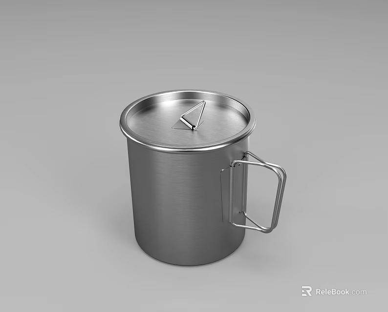 Stainless Steel Drinking Cup With Lid And Handle 3d model