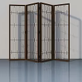 Classic Folding Screen With Intricate Metal Frame And Geometric Patterns On Smooth Floor 3d model