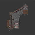 Rustic Industrial Corner Scene Structure With Metal Frame Brick Wall And Damaged Panels