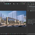 Modern Sales Office Building With Glass Stone Exterior And Pedestrians