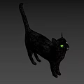 Black Cat Game And Movie Character With Glowing Green Eyes On Green Background