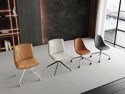 Modern Office Chairs With Multiple Colors And Swivel Wheels In Contemporary Indoor Setting 3d model