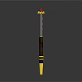 Magical Staff With Red Gemstones Golden Decorations And Wooden Handle
