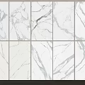 White Gray Vein Marble Feature Wall With Square Panels For Modern Interior Design 3d model