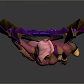 Pink Haired Game Movie Character With Pink Top White Shorts Purple Stockings And Geometric Wings