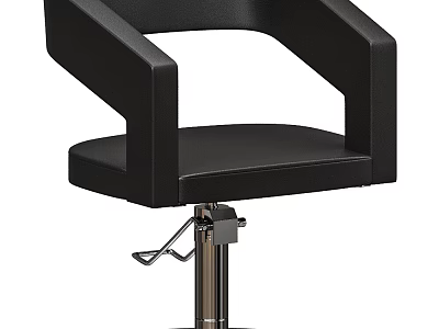Black Salon Chair With Adjustable Base And Leather Upholstery Armrest Design 3d model