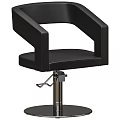 Black Salon Chair With Adjustable Base And Leather Upholstery Armrest Design