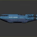 Blue Deep Space Spaceship Model With Futuristic Design Detailed Engines And Structure