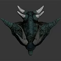 Detailed Blue Green Dragon Sculpture Carving With Horns And Scales Design