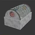 Furniture Piece With Gray Concrete Base And Arched Transparent Glass Top