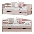 Cozy Kids Bed With Storage Drawers And Colorful Patterned Bedding