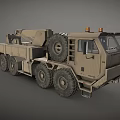 Camouflage Military Heavy Duty Truck Featuring Crane And Eight Large Wheels
