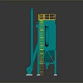 Industrial Dust Collector Equipment With Green Body Yellow Ladder And Curved Pipes