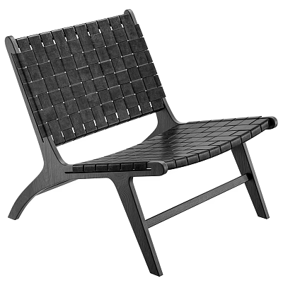 Woven Leisure Chair With Modern Dark Wooden Frame And Comfortable Design 3d model