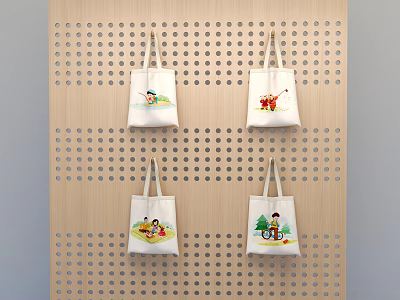 Handbag Bag Cloth Bag Pattern Cartoon Love Bag Fufu Bag Fufu Character Punching Hanging Plate 3d model