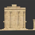 Ancient Classical Temple Architectural Model with Stone Columns Entrance and Platform Base 3d model