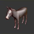 Realistic Brown Donkey Standing With Natural Fur And Ears On Dark Background