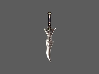 Shiny Decorative Metallic Sword With Ornate Hilt And Sharp Blade Design 3d model