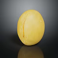 Ripe Yellow Oval Melon With Longitudinal Crack On Reflective Black Surface 3d model