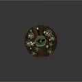 Fantasy Game Character With Pointed Hat Green Cloak Red Staff On Grass With Small Flowers