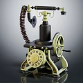 Vintage Rotary Dial Telephone With Coiled Cord As Early Mobile Digital Communication Mechanical Device