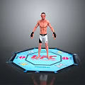 UFC Fighter Standing In Octagon With Black Gloves And White Shorts