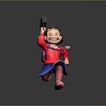 Smiling Game Movie Character Running In Red Sweater Blue Skirt Holding Black Box With Sparkles