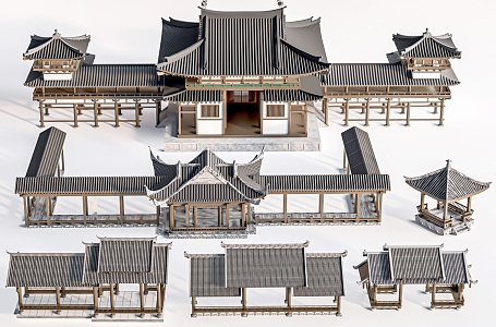 Chinese style pavilion landscape gallery pavilion antique gallery lang pavilion 3d model