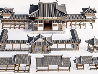 Chinese style pavilion landscape gallery pavilion antique gallery lang pavilion 3d model