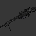 Modern Tactical Sniper Rifle With High Power Scope And Bipod Support 3d model