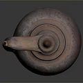 Traditional Handcrafted Reddish Brown Clay Vessel Sculpture Carving With Handle Lid And Texture
