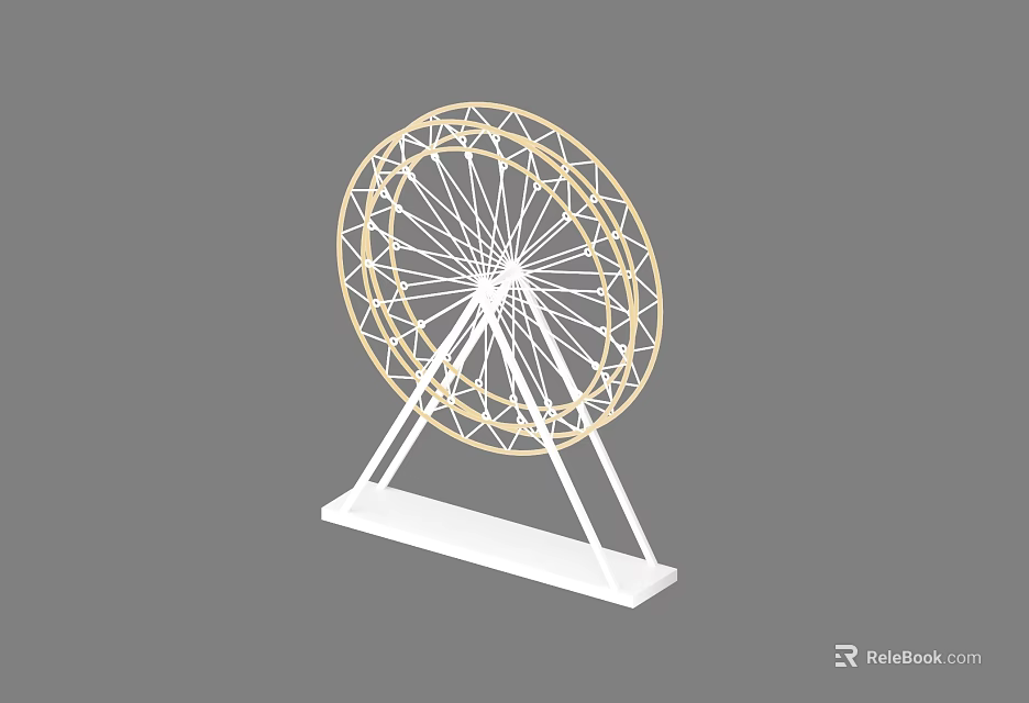 Minimalist Ferris Wheel Model With Geometric Structure White Base On Gray Background 3d model 